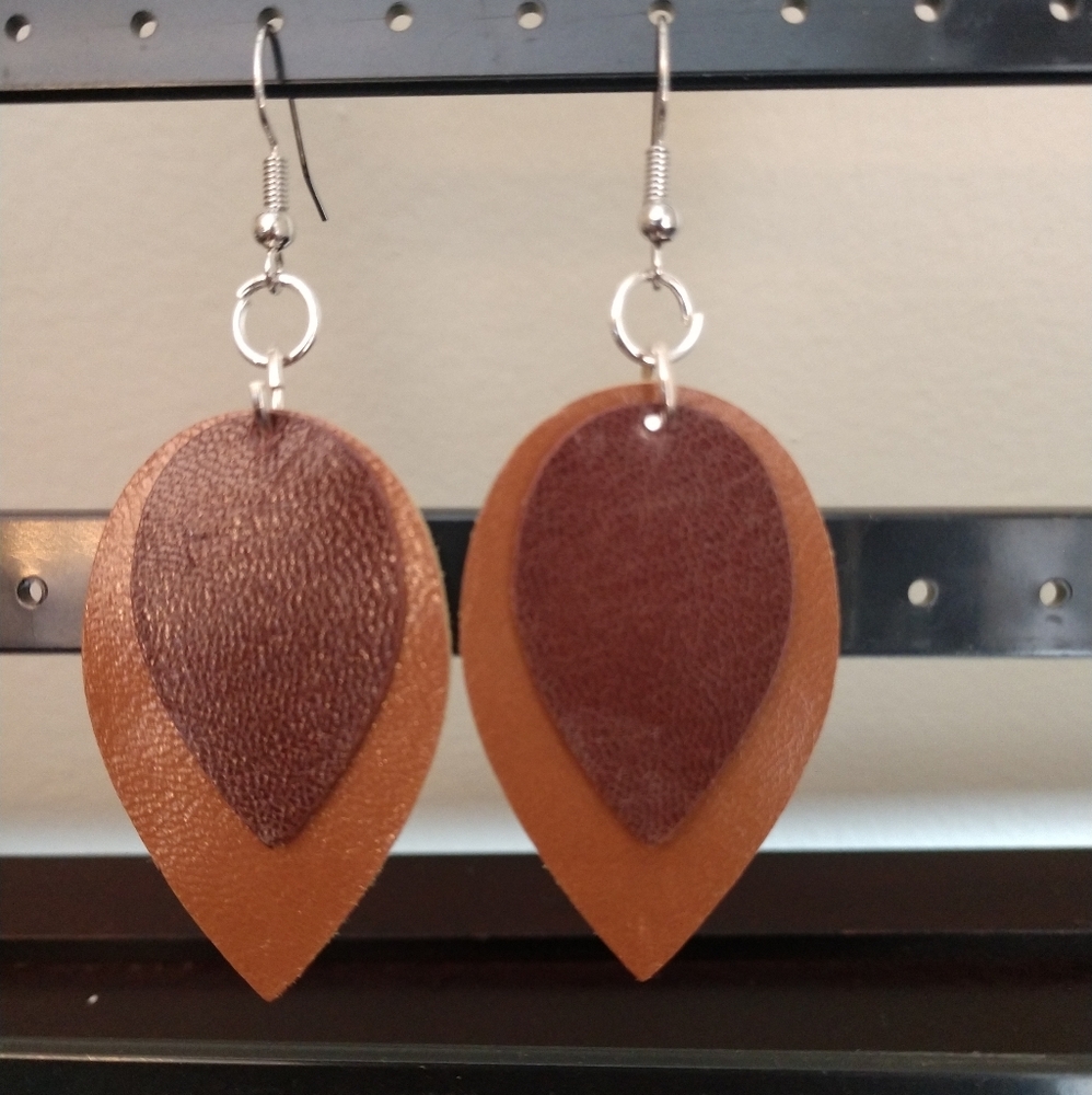 Handmade Goatskin Earrings. Stainless steel posts.